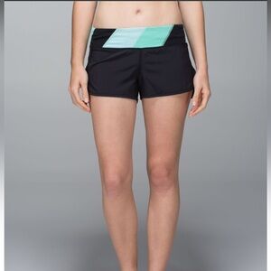 Lululemon Speed Short Black Green Quilt